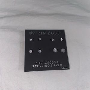primrose cubic zirconia sterling silver earrings studs